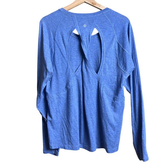 Lululemon Stop Drop & Squat Long Sleeve size 8 Heathered Blazer Blue - Picture 2 of 6